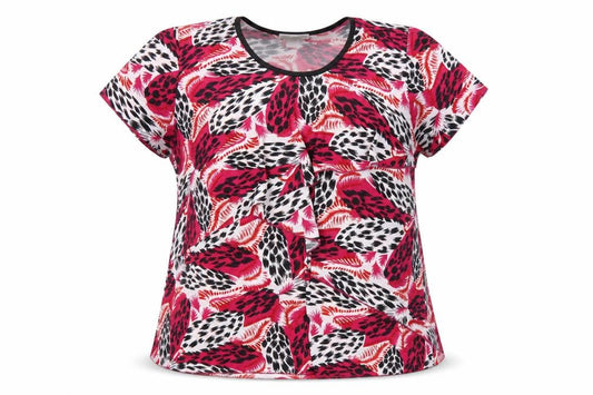 Front view of Kate Harris women’s multicoloured animal print t-shirt, size UK 18