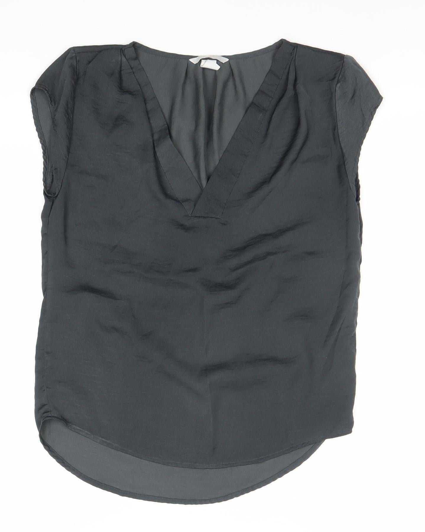 H&M Women’s Black Sleeveless Blouse Size 6 Round Neck Polyester