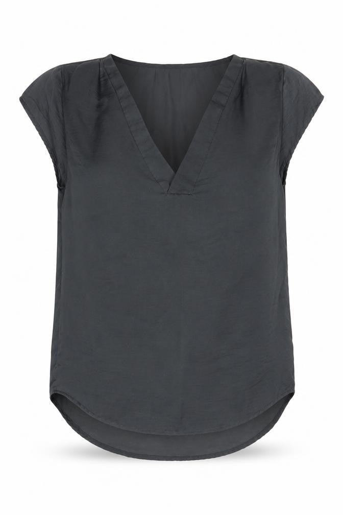 Front view of H&M Women’s Black Sleeveless Blouse, size UK 6, Round Neck Polyester