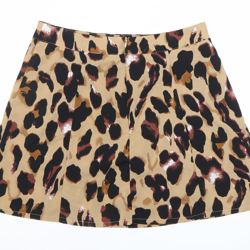 PrettyLittleThing Women’s Beige Leopard Print A-Line Skirt UK 12