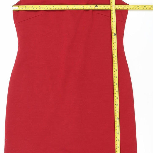 Laura Ashley Women Red Size 10 Sheath Dress Floral Appliqué Knee Length