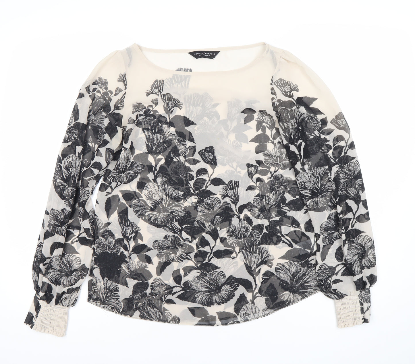 Dorothy Perkins Women’s Black Floral Chiffon Blouse Size 12