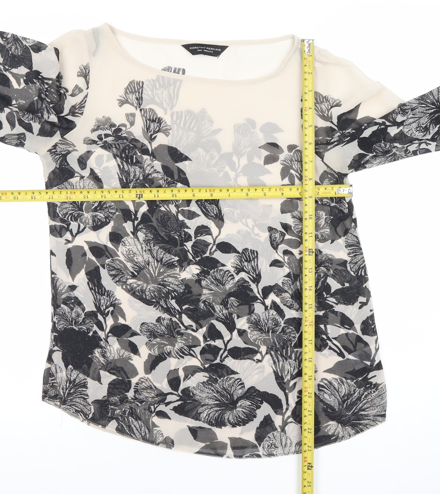 Dorothy Perkins Women’s Black Floral Chiffon Blouse Size 12