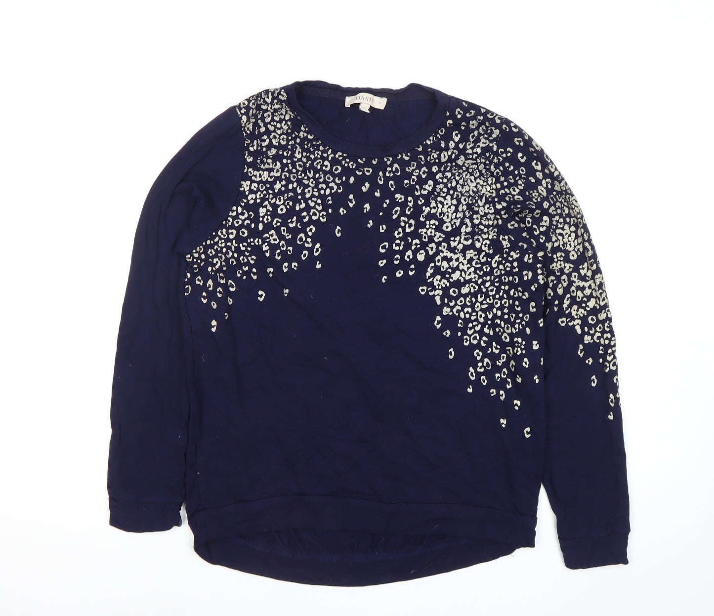 Oasis Women's Blue Animal Print Long Sleeve T-Shirt Top Size S