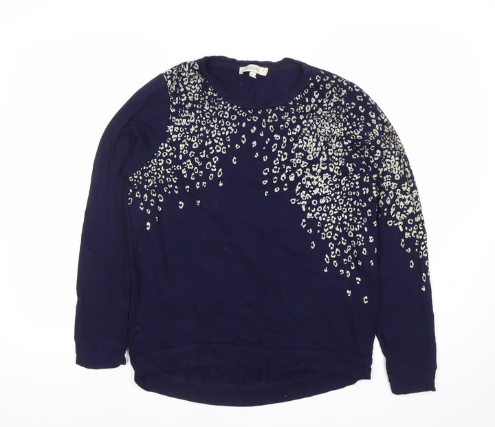 Oasis Women's Blue Animal Print Long Sleeve T-Shirt Top Size S