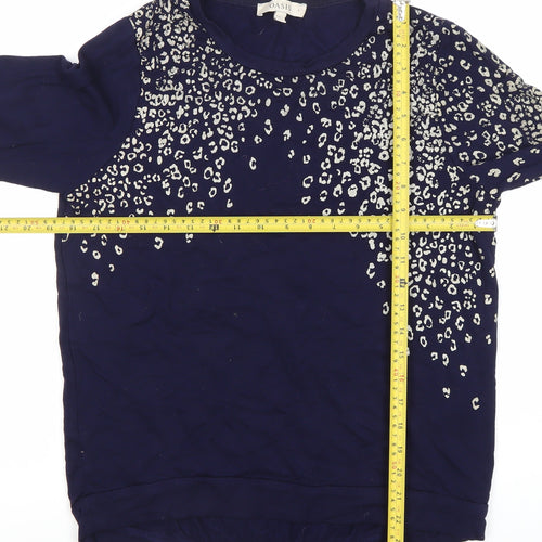 Oasis Women's Blue Animal Print Long Sleeve T-Shirt Top Size S