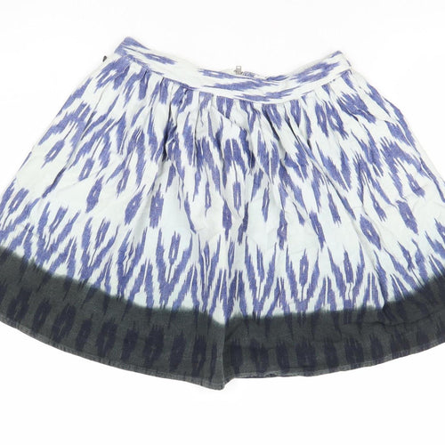 Topshop Women’s Blue A-Line Geometric Cotton Skirt Size 8