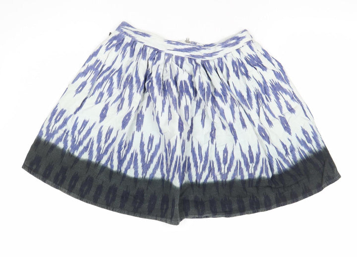 Topshop Women’s Blue A-Line Geometric Cotton Skirt Size 8