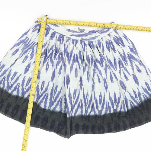 Topshop Women’s Blue A-Line Geometric Cotton Skirt Size 8