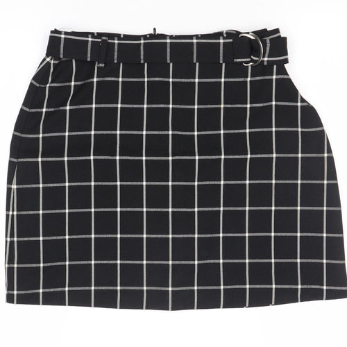 Peacocks Womens Black Check Pencil Skirt Size 14 Knee Length