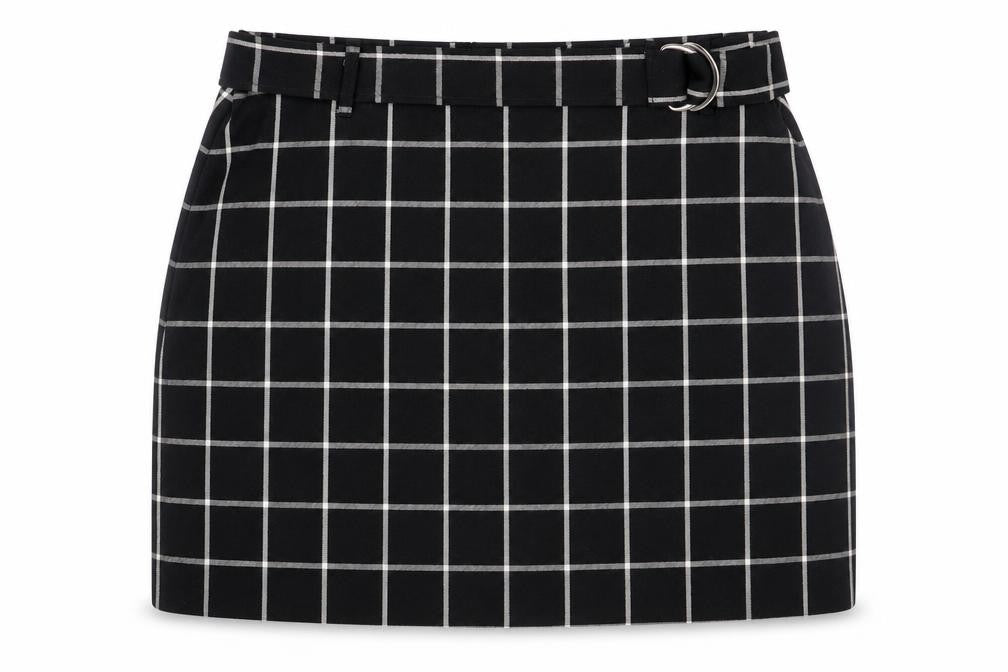 Peacocks Womens Black Check Pencil Skirt Size 14 Knee Length