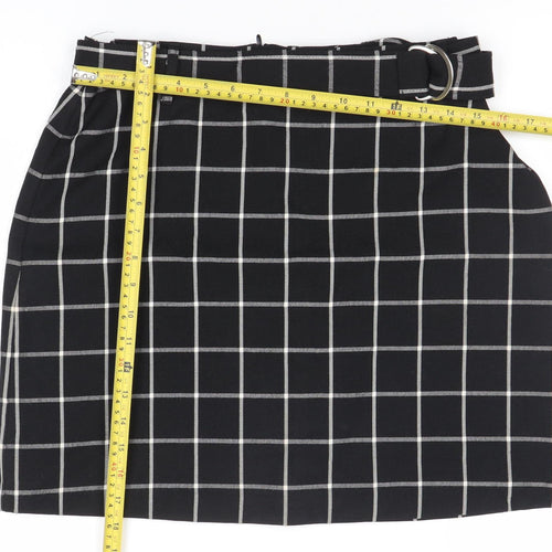 Peacocks Womens Black Check Pencil Skirt Size 14 Knee Length