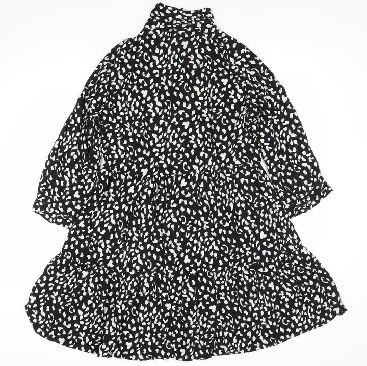 Dorothy Perkins Women Black Animal Print Shift Dress Size 12