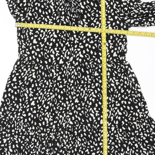 Dorothy Perkins Women Black Animal Print Shift Dress Size 12