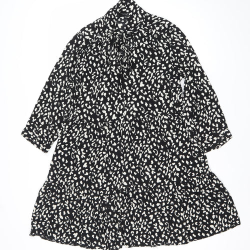 Dorothy Perkins Women Black Animal Print Shift Dress Size 12