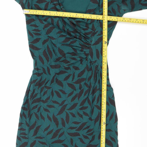 People Tree Women’s Green Floral Sheath Dress Size 8 Stretch Jersey