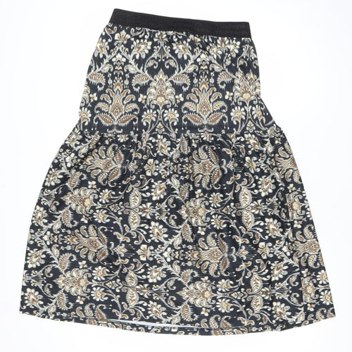 Luxzuz Women’s Black Gold Knee Length Stretch Skirt One Size
