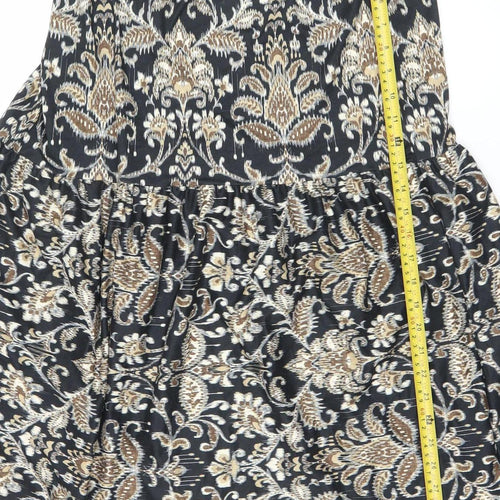 Luxzuz Women’s Black Gold Knee Length Stretch Skirt One Size