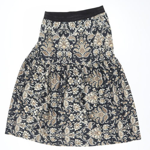 Luxzuz Women’s Black Gold Knee Length Stretch Skirt One Size