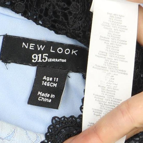 New Look Girls Blue & Black Lace Skater Dress 11 Years Party Wedding