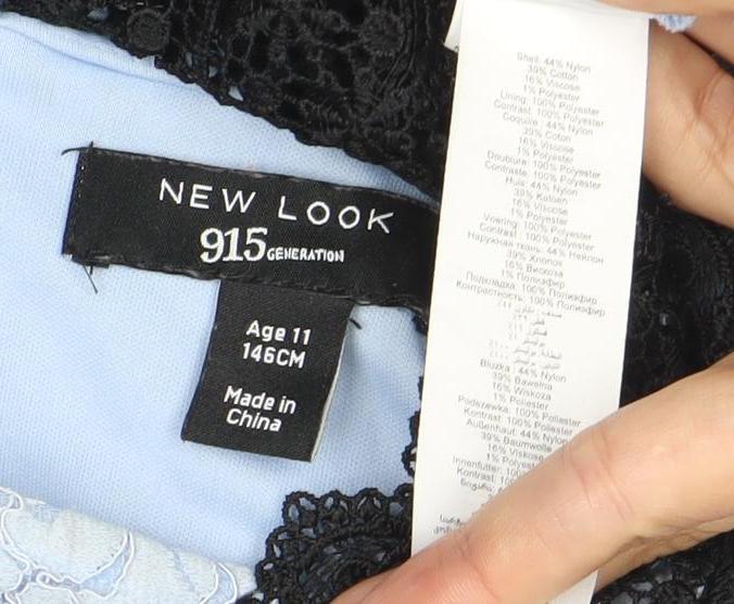 New Look Girls Blue & Black Lace Skater Dress 11 Years Party Wedding