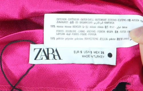 Zara Women Pink Satin Short Pencil Skirt Size S Party Cocktail