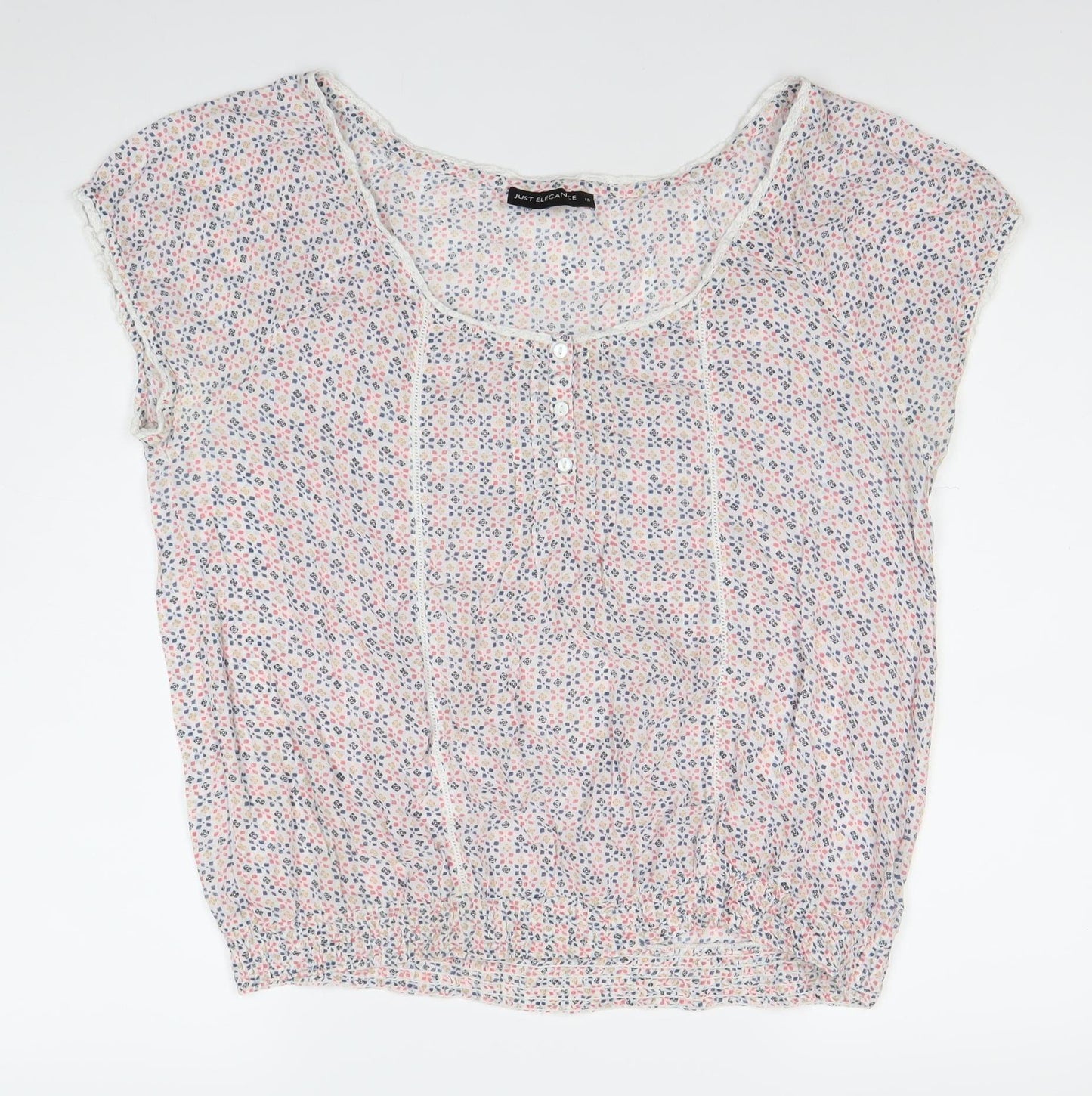 Just Elegance Womens Multicoloured Floral Cotton Blouse Size 18