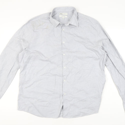Marks and Spencer Men's Grey XL 44-46" Regular Fit Cotton Shirt