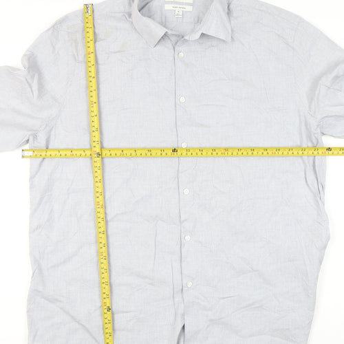 Marks and Spencer Men's Grey XL 44-46" Regular Fit Cotton Shirt