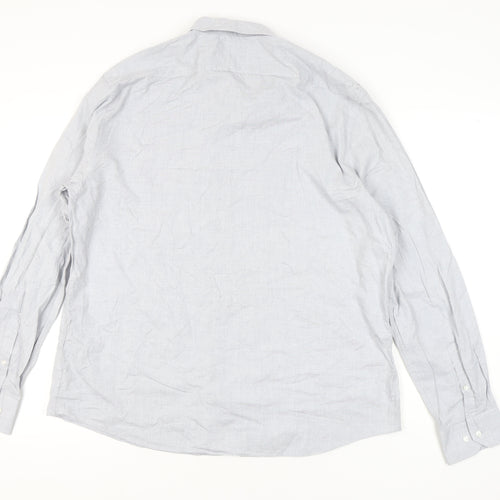 Marks and Spencer Men's Grey XL 44-46" Regular Fit Cotton Shirt