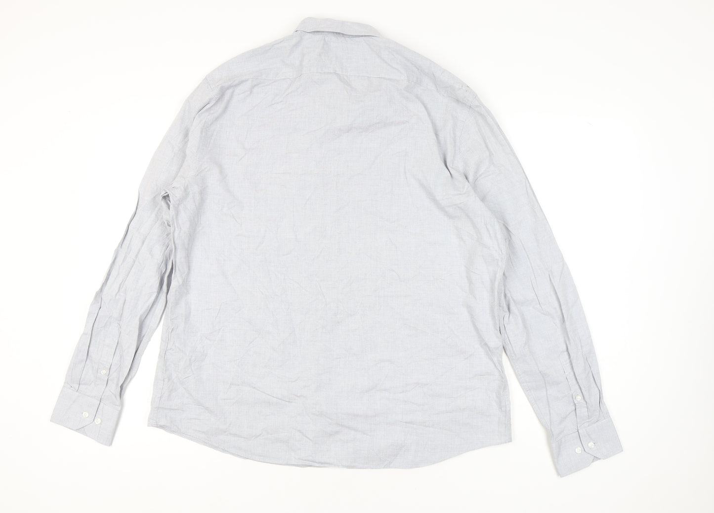 Marks and Spencer Men's Grey XL 44-46" Regular Fit Cotton Shirt
