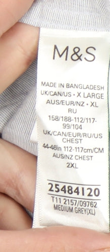 Marks and Spencer Men's Grey XL 44-46" Regular Fit Cotton Shirt