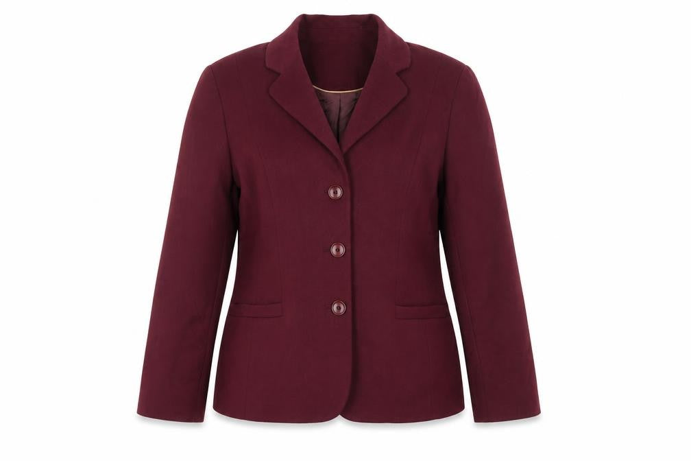 Front view of Eastex Women’s Red, size UK 12, Tailored Blazer Jacket Workwear