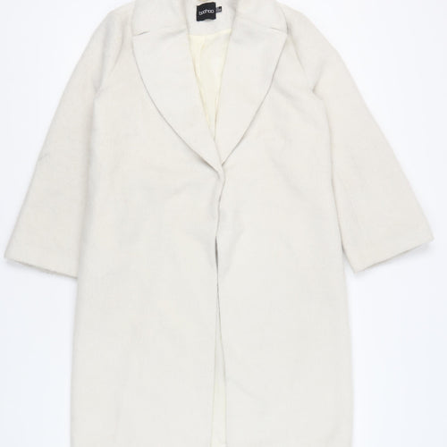 Boohoo Women’s Ivory Mid-Length Overcoat UK 10 Regular