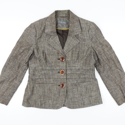Et Vous Women's Brown Linen Blend Blazer Jacket Size 14