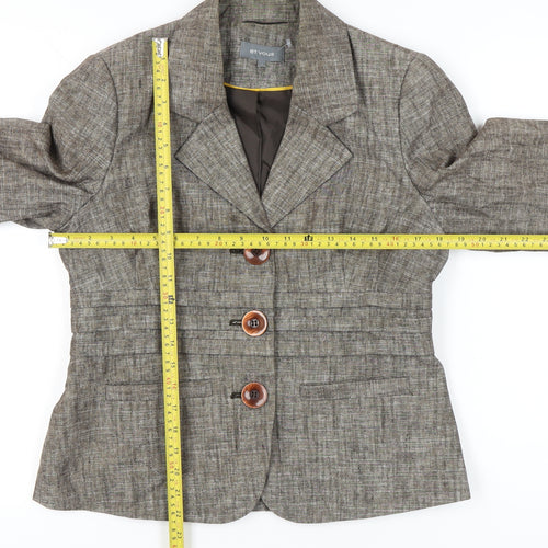 Et Vous Women's Brown Linen Blend Blazer Jacket Size 14