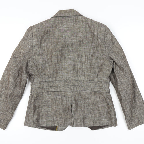 Et Vous Women's Brown Linen Blend Blazer Jacket Size 14