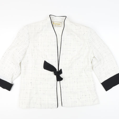 Roman Originals Women’s White Black Trim Shawl Collar Suit Jacket Size 14