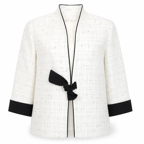Roman Originals Women’s White Black Trim Shawl Collar Suit Jacket Size 14