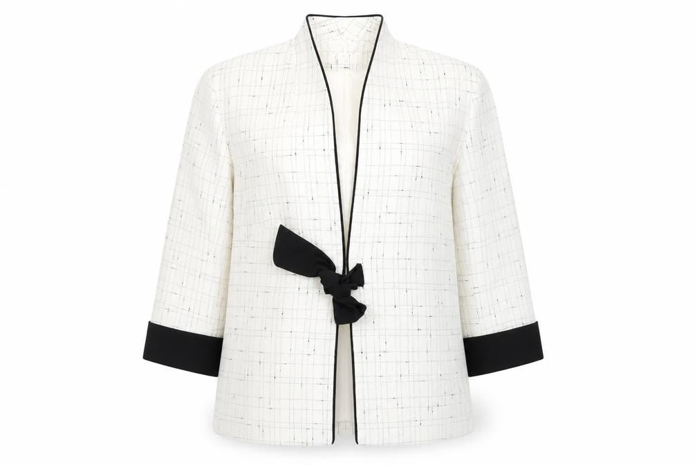 Roman Originals Women’s White Black Trim Shawl Collar Suit Jacket Size 14