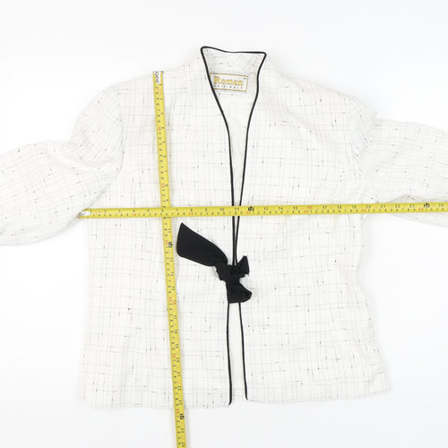 Roman Originals Women’s White Black Trim Shawl Collar Suit Jacket Size 14