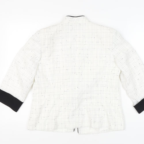 Roman Originals Women’s White Black Trim Shawl Collar Suit Jacket Size 14