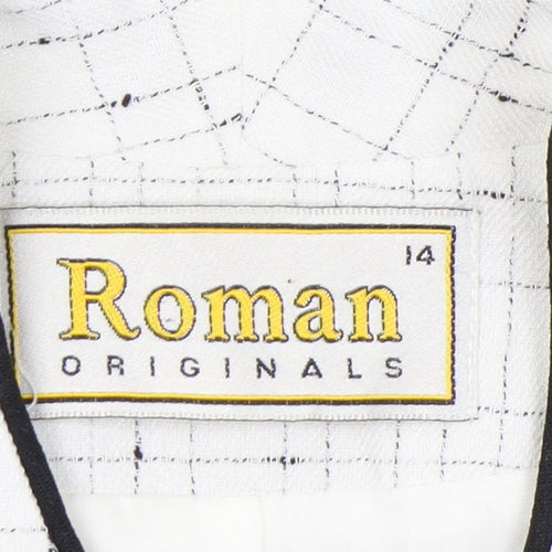 Roman Originals Women’s White Black Trim Shawl Collar Suit Jacket Size 14