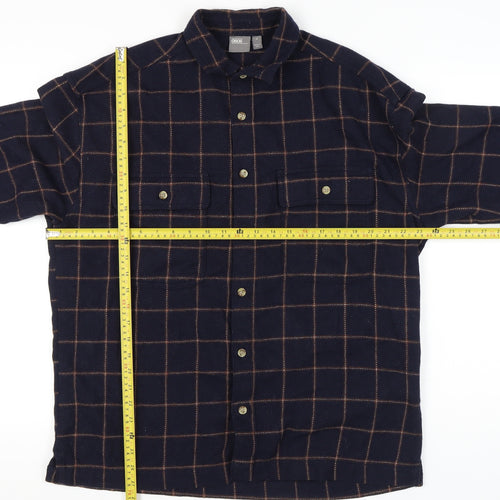 ASOS Men’s Blue Check Wool Blend Long Sleeve Button-Up Shirt M 38-40"