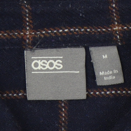 ASOS Men’s Blue Check Wool Blend Long Sleeve Button-Up Shirt M 38-40"