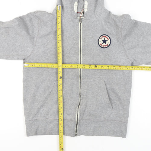 Converse Girls Grey Full Zip Hoodie 12-13 Years Cotton Blend Regular Fit