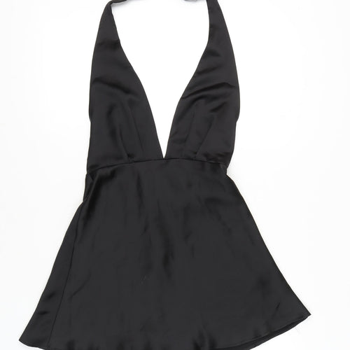 Zara Women’s Black Satin Halter Slip Dress Size S Party Clubwear