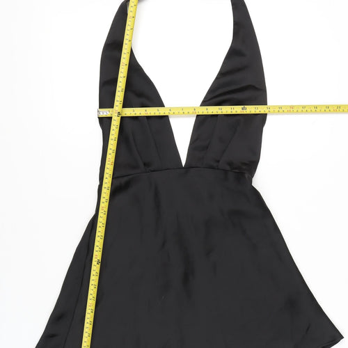 Zara Women’s Black Satin Halter Slip Dress Size S Party Clubwear