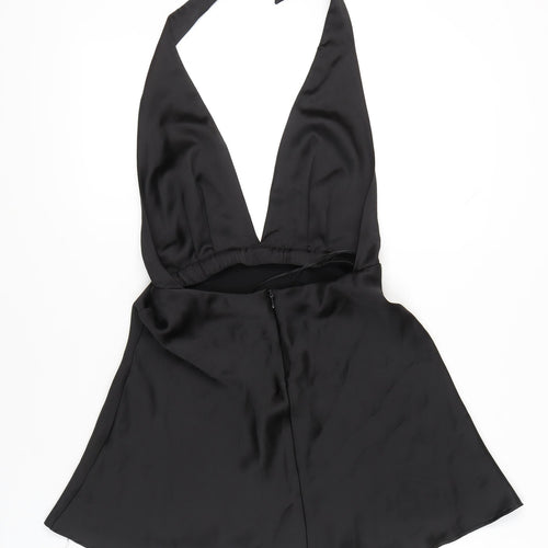 Zara Women’s Black Satin Halter Slip Dress Size S Party Clubwear