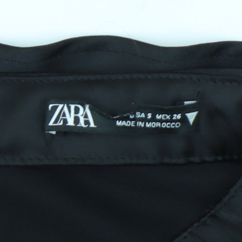 Zara Women’s Black Satin Halter Slip Dress Size S Party Clubwear